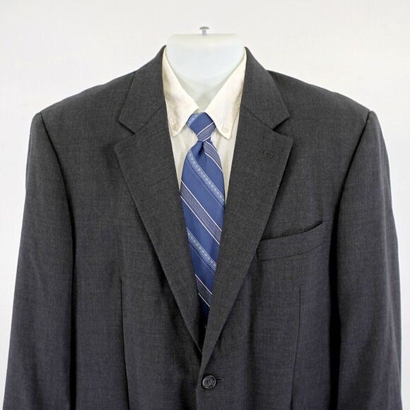 Pronto Uomo Lessona Natural Stretch Super 100s Worsted Wool Gray 42R Basketweave - Picture 1 of 14